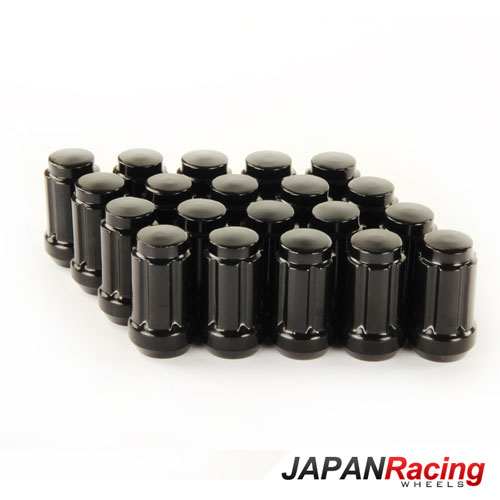 Japan Racing Lug Nuts Forged Steel Short Black - M12x1.5 Set of 20pcs